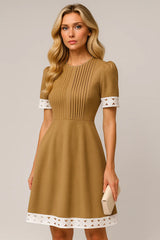 Vintage Lace-Trim A-Line Dress