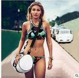 Dunhuang Europe and the United States new leaf print split-1