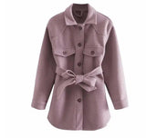 Lapel Loose style European And American Single Breasted-Pink-1