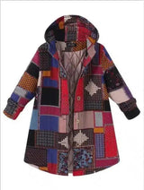 Patchwork Quilted Hooded Coat-gules-1