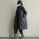 Quilted Long Winter Coat with Hood-Black-1