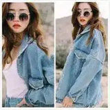 Oversized Women's Denim Jacket-Blue-1