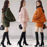 Embroidered Winter Jacket with Puff Sleeves-1