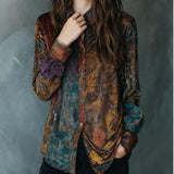 Retro Boho Floral Shirt Blouse