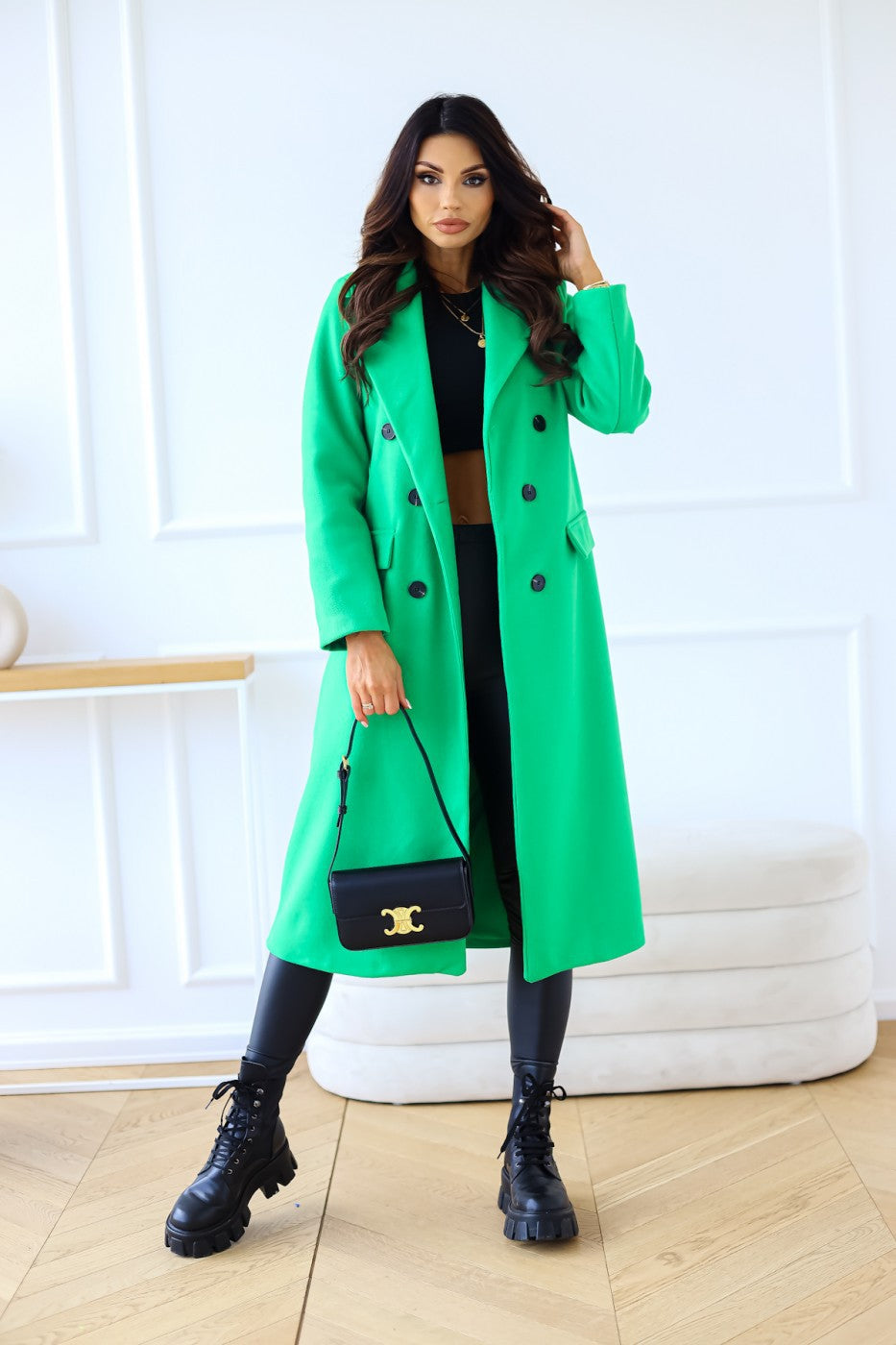 Chic Double-Breasted Wool Coat