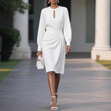 Chic Pleated Waist Hollow Dress