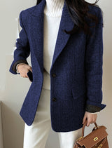 Chic Solid Wool Blazer for Women