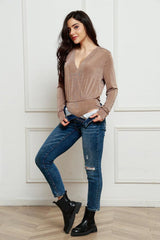 V-Neck Long Sleeve Bodysuit-3