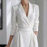 Lapel Midi Bodycon Dress with Pockets