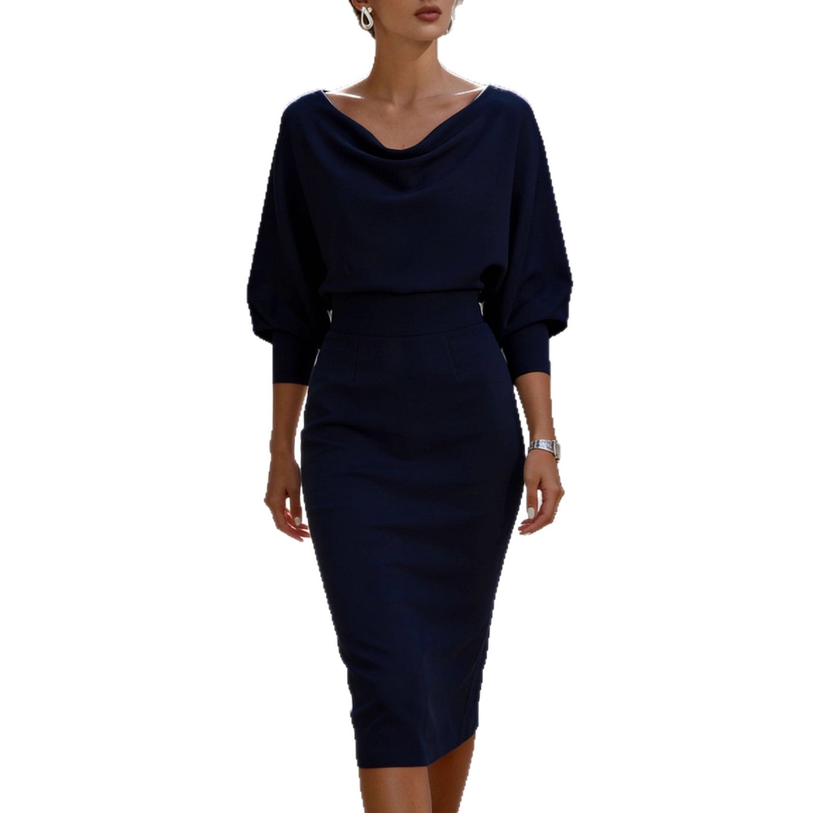 Womens Solid-Color Body-Con Plus-Size Dress With A Sophisticated Look