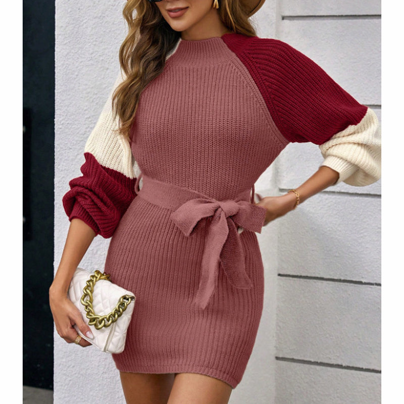 Color Block Sweater Midi Dress