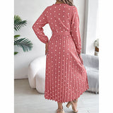 Polka Dot Maxi Dress with Belt