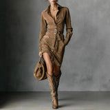 Women's Long-sleeved Blouse Dress With Belt