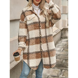 Chic Colorblock Plaid Puffer Jacket
