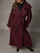 Wool Blend Double-Breasted Trench