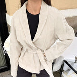 Vintage Faux Suede Belted Coat