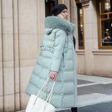 Chic Fur-Hooded Winter Belted Coat