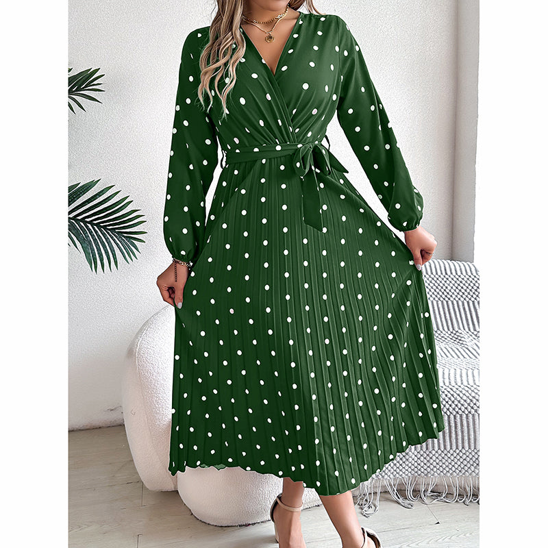 Polka Dot Maxi Dress with Belt
