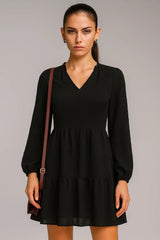 Σιφόν μακρύ μανίκι V-λαιμός A-γραμμή Πρωτότυπο φόρεμα