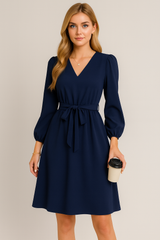 Φθινόπωρο και χειμώνα Ευρωπαϊκή και αμερικανική γυναικεία ένδυση μακρύ μανίκι μικρό V-λαιμός δαντέλα μέχρι φόρεμα