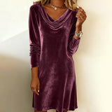 Velvet Cowl Neck Midi Dress