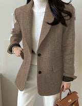 Chic Solid Wool Blazer for Women