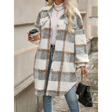 Chic Colorblock Plaid Puffer Jacket