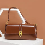 Women's Genuine Leather Baguette Bag - Crossbody Underarm