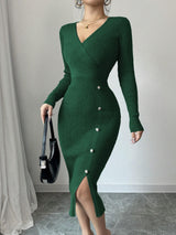 French Waist-tight Mid-length Sheath Inner Wear Base Skinny Knit Dress
