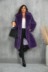 Chic Plush Fur Coat with Suit Collar