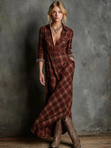 Effortless Plaid Long Sleeve Dress