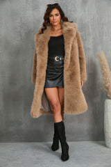 Chic Plush Fur Coat with Suit Collar