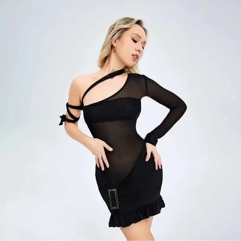 See -through -shoulder Tube Top Dress-3