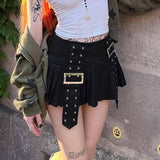 American Heavy Industry Design Pleated Skirt Japanese Buckle-10