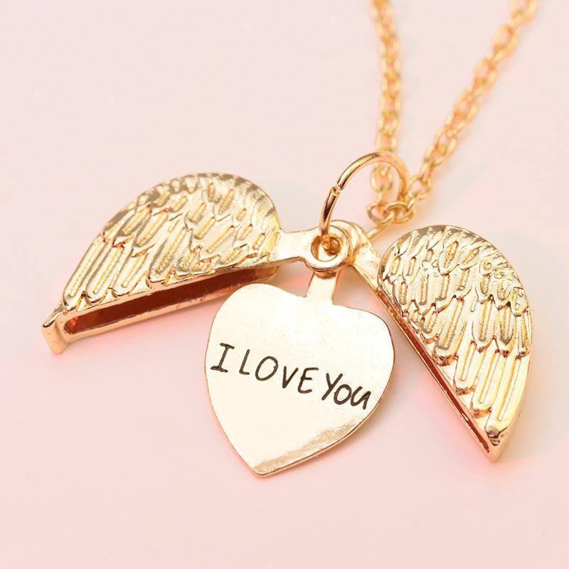 Angel Wing Heart Necklaces - Romantic Gifts for Her-Gold-6