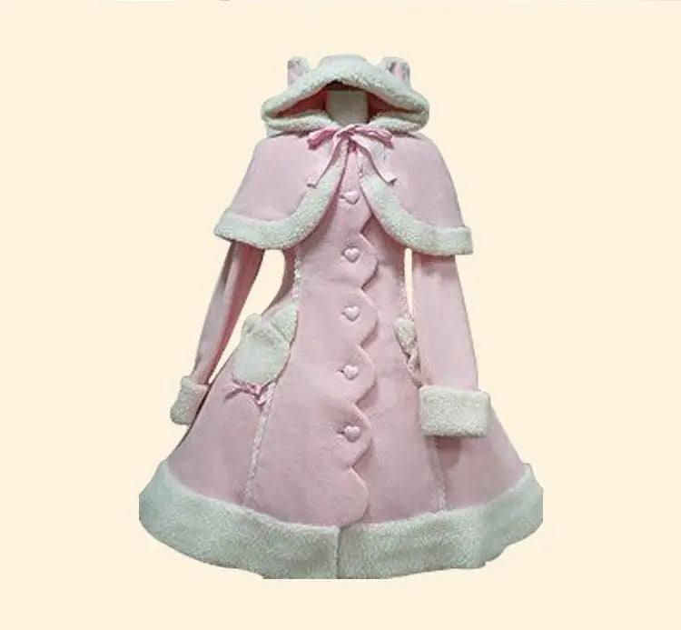 Autumn And Winter Hooded Rabbit Ear Cape Cape Large Skirt-5