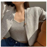 Autumn And Winter Korean Version Of V Neck Solid Color-7