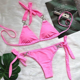 Bikini Crystal Diamond Swimsuit-Pink-8