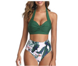 Bikini European And American High Waisted Printed Neck Strap-2