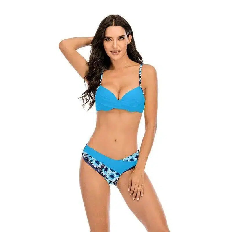 Bikini European And American Sexy Hard Bag Split-PrintingBlue-4