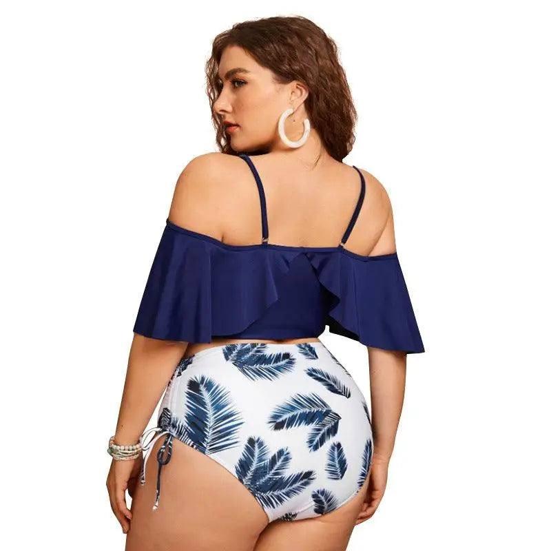 Bikini Tube Top Drawstring One-shoulder Ruffled Swimsuit-A-2