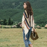 Bohemian Style Tassel Cape Knitted Warm Scarf-Beige-10