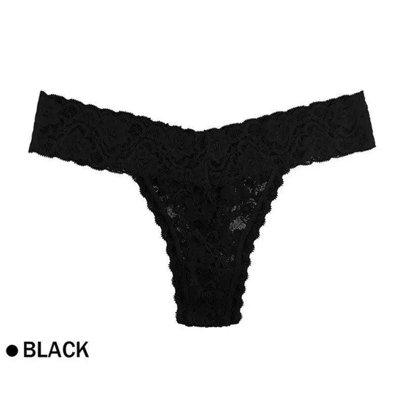 Briefs Lingerie Underwear Low Waist Panties For Women-Black-6