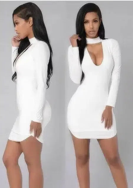 bursting, V collar, cocktail dresses and dress dresses-White-6