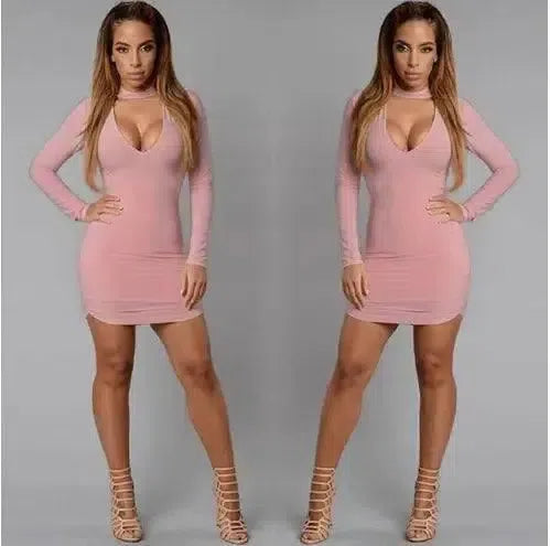 bursting, V collar, cocktail dresses and dress dresses-Pink-7