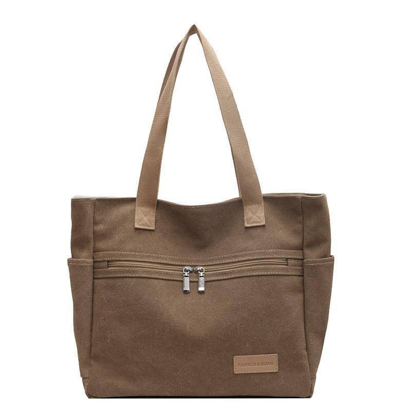 Canvas Shoulder Bags Women's Totes Handbag-Khaki-6