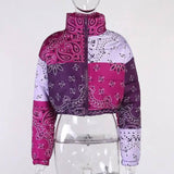 Casual all-match bread cotton jacket women-Purple-6