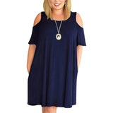 Big size 9XL Dress for Fat MM 2023 Woman Summer dress Loose plus size dresses off the shoulder women clothing 9XL dress vestidos-Navy Blue-15