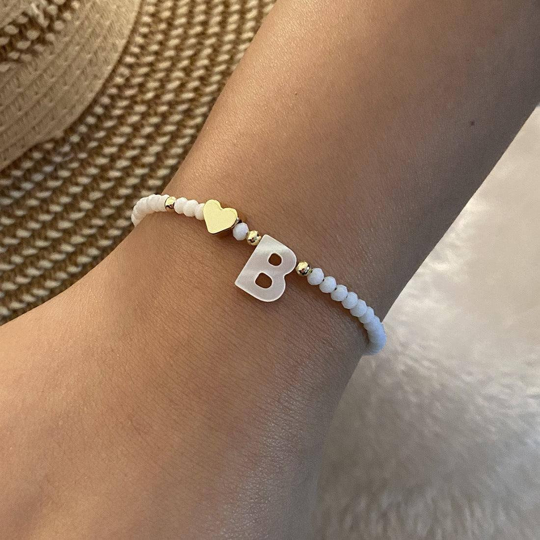 Chic Custom Letter Bead Bracelets - Personalized Jewelry-B-12