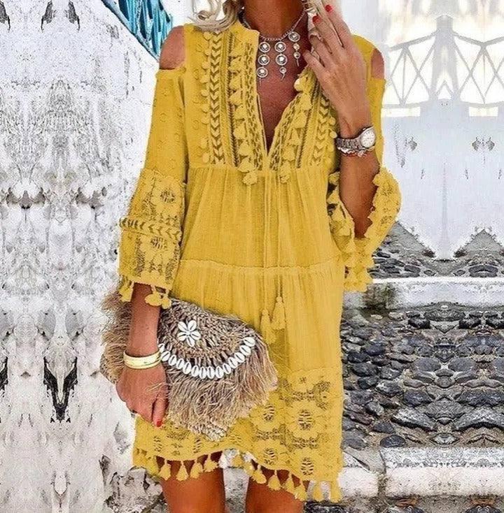 Chic Fringe Long Sleeve Dres-11